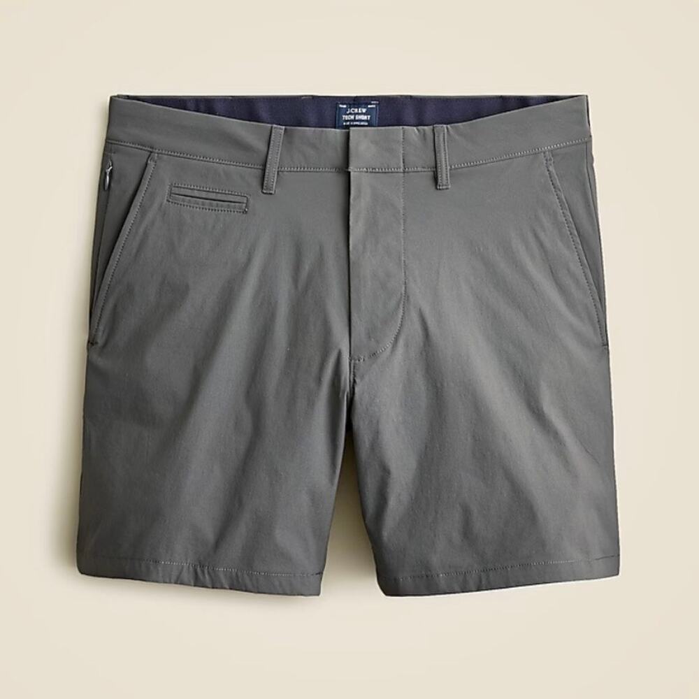 JCrew 7” Tech Short Flat Front Grey Size 34